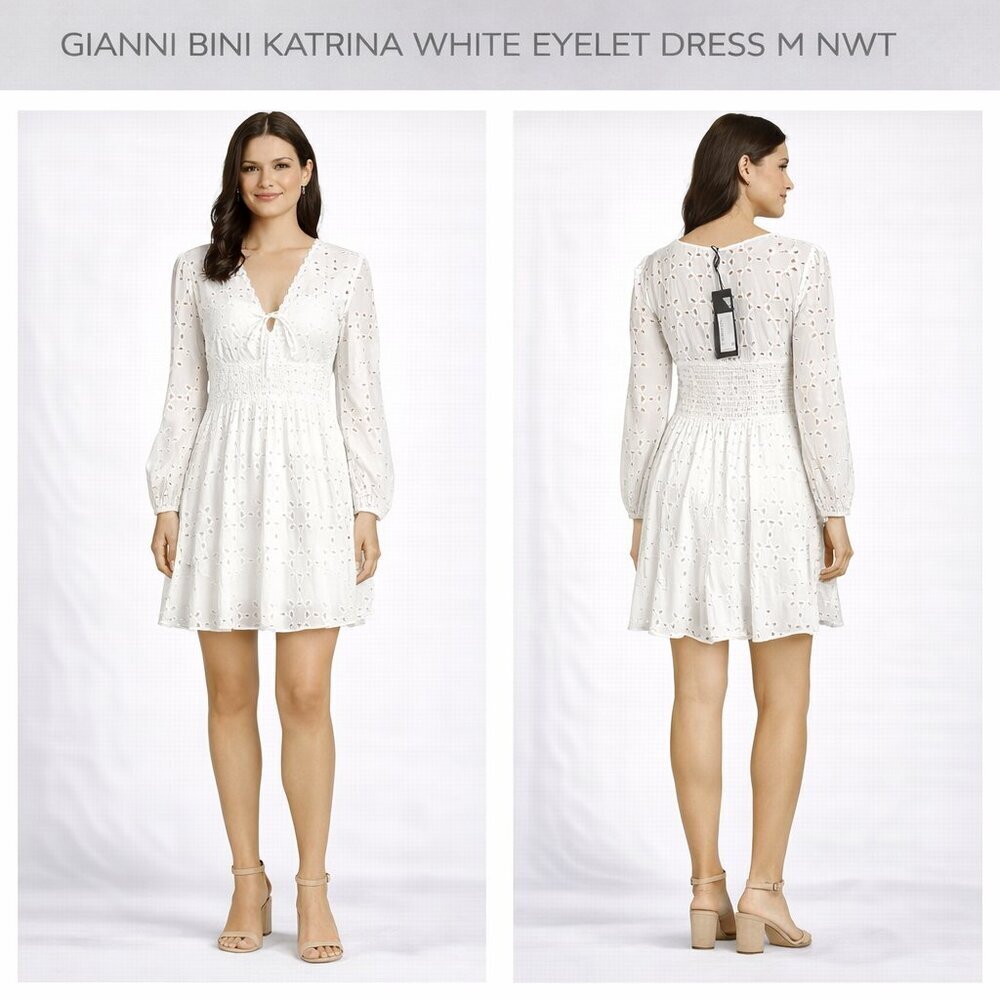 Gianni Bini Katrina White Eyelet Dress Size M NWT